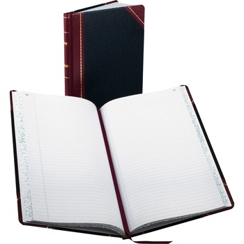 Boorum &amp; Pease Record/Account Book, Black/Red Cover, 150 Pages, 14 1/8 x 8 5/8