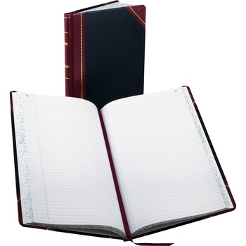 Boorum &amp; Pease Record/Account Book, Black/Red Cover, 300 Pages, 14 1/8 x 8 5/8