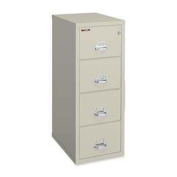 FireKing Four-Drawer Vertical File, 17-3/4w x 25d, UL Listed 350&#176;, Letter, Parchment