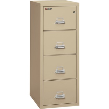 FireKing Four-Drawer Vertical File, 20-13/16w x 25d, UL 350&#176; for Fire, Legal, Parchment