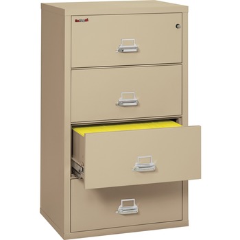 FireKing Four-Drawer Lateral File, 31-1/8 x 22-1/8, UL Listed 350&#176;, Ltr/Legal, Parchment