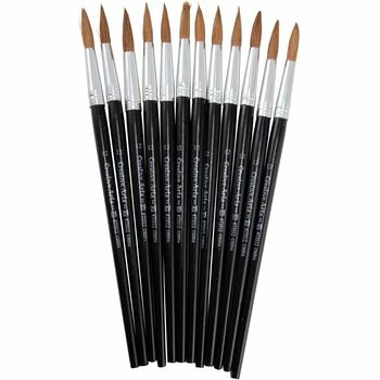 Charles Leonard, Inc. Artist Brush, Size 12, Camel Hair, Round, 12/Pack