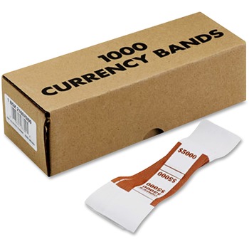 MMF Industries Self-Adhesive Currency Straps, Brown, $5,000 in $50 Bills, 1000 Bands/Pack