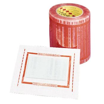 Scotch Pouch Tape, 5&quot; x 6&quot;, Clear w/Orange Border, 500/Roll