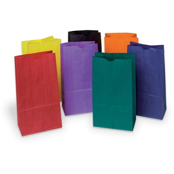 Pacon Rainbow Bags, 6# Uncoated Kraft Paper, 6 x 3 5/8 x 11, Assorted Bright, 28/Pack