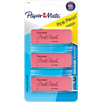 Paper Mate Pink Pearl Eraser, Medium, 3/Pack