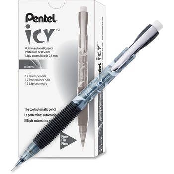 Pentel Icy Mechanical Pencil, .5mm, Translucent Smoke, Dozen