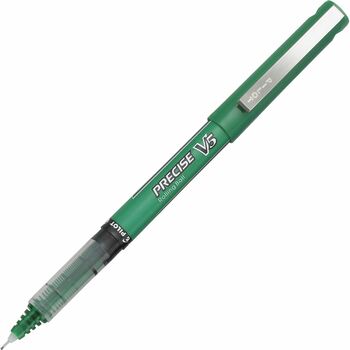 Pilot Precise V5 Roller Ball Stick Pen, Precision Point, Green Ink, .5mm, Dozen