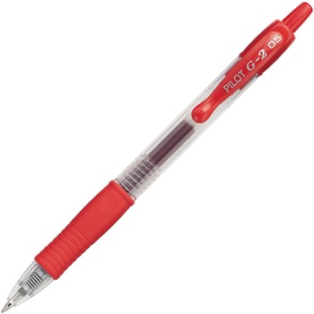 Pilot G2 Premium Retractable Gel Ink Pen, Refillable, Red Ink, .5mm, Dozen