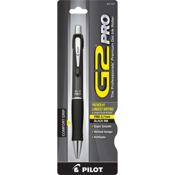 Pilot G2 Pro Retractable Gel Ink Pen, Refillable, Black Ink/Gray Barrel, .7mm