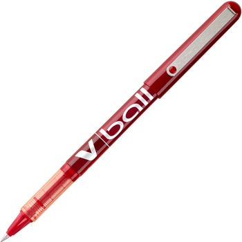 Pilot VBall Liquid Ink Roller Ball Stick Pen, Red Ink, .5mm, Dozen
