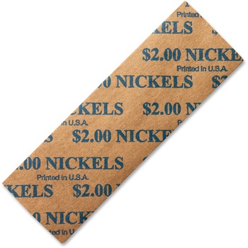 PM Company Tubular Coin Wrappers, Nickels, $2, Pop-Open Wrappers, 1000/Pack