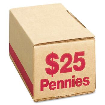 PM Company Corrugated Cardboard Coin Storage w/Denomination Printed On Side, Red
