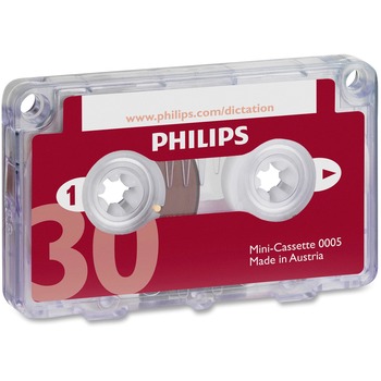 Philips Audio &amp; Dictation Mini Cassette, 30 Minutes (15 x 2), 10/Pack