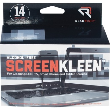 Read Right ScreenKleen Alcohol-Free Wipes, Cloth, 5 x 5, 14/Box