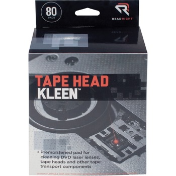 Read Right Tape Head Kleen Pad, Individually Sealed Pads, 5 x 5, 80/Box