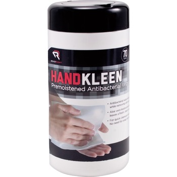 Read Right HandKleen Premoistened Wipes, Cloth, 5 1/2 x 6 1/2, 70/Tub