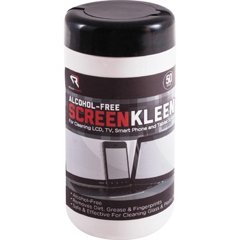 Read Right ScreenKleen Monitor Screen Wet Wipes, Cloth, 5 1/4 x 5 3/4, 50/Tub