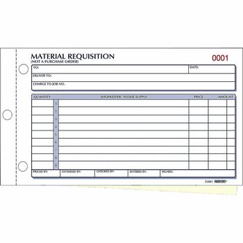 Rediform Material Requisition Book, 4 1/4 x 7 7/8, Two-Part Carbonless, 50-Set Book