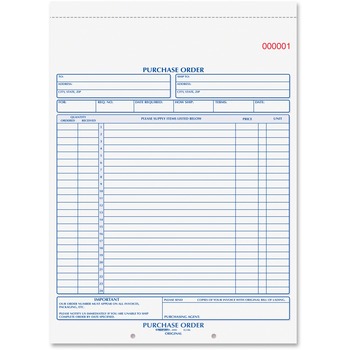 Rediform Purchase Order Book, 8 1/2 x 11, Letter, Two-Part Carbonless, 50 Sets/Book