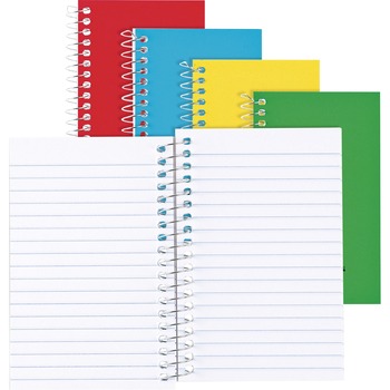 National Wirebound Memo Book, Narrow Ruled, 3&quot; x 5&quot;, White Paper, Assorted Covers, 60 Sheets