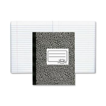 National Composition Book, College Ruled, 7.88&quot; x 10&quot;, White Paper, Black Marble Cover, 80 Sheets