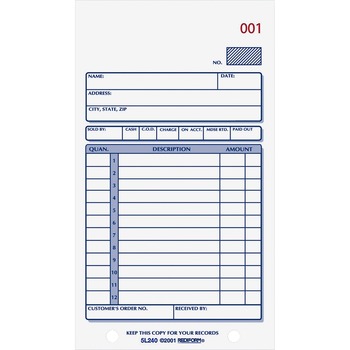 Rediform Sales Book, 3-5/8 x 6 3/8, Carbonless Duplicate, 50 Sets/Book