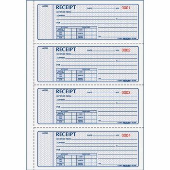 Rediform Money Receipt Book, 2 3/4 x 7, Carbonless Duplicate, 200 Sets/Book