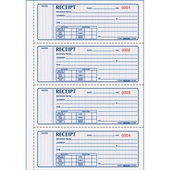 Rediform Receipt Book, 2 3/4 x 7, Carbonless Duplicate, 400 Sets/Book