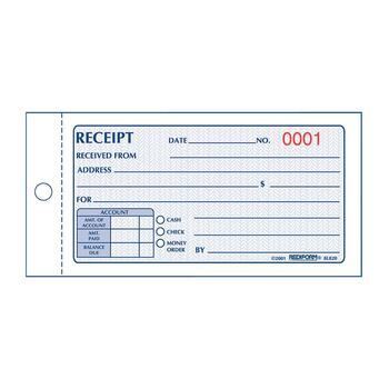 Rediform Small Money Receipt Book, 5 x 2 3/4, Carbonless Duplicate, 50 Sets/Book