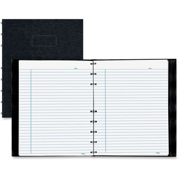 Blueline NotePro Notebook, College Ruled, 7.25&quot; x 9.25&quot;, White Paper, Black Cover, 75 Ruled Sheets