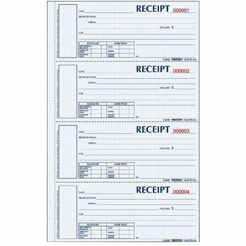 Rediform Hardcover Numbered Money Receipt Book, 2 3/4 x 6 7/8, Three-Part, 200 Forms