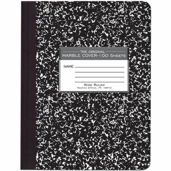 Roaring Spring Composition Book, Wide Ruled, 9.75&quot; x 7.5&quot;, White Paper, Black Marble Cover, 100 Pages