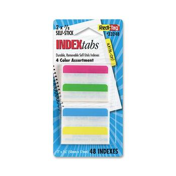 Redi-Tag Write-On Self-Stick Index Tabs, 2 x 11/16, 4 Colors, 48/Pack