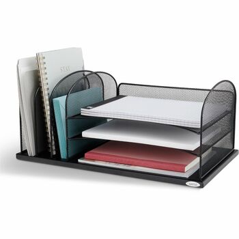 Safco Desk Organizer, Six Sections, Steel Mesh, 19 3/8 x 11 3/8 x 8, Black