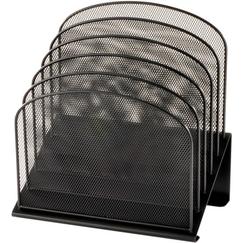 Safco Mesh Desk Organizer, Five-Tiered Sections, Steel, 11 1/4 x 7 1/8 x 11 5/8, Black