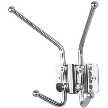 Safco Metal Wall Rack, Two Ball-Tipped Double-Hooks, 6-1/2w x 3d x 7h, Chrome