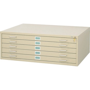 Safco&#174; Five-Drawer Steel Flat File, 46&#189;”w x 35&#189;”d x 16&#189;”h, Tropic Sand