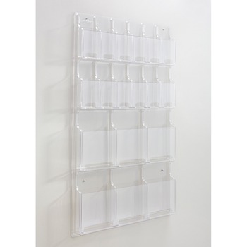 Safco Reveal Clear Literature Displays, 18 Compartments, 30w x 2d x 45h, Clear