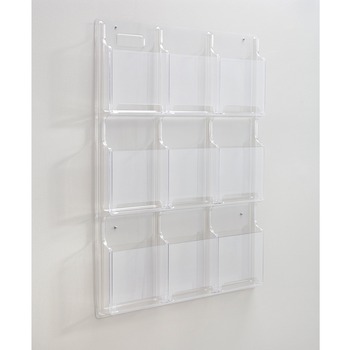 Safco Reveal Clear Literature Displays, Nine Compartments, 30w x 2d x 36-3/4h, Clear