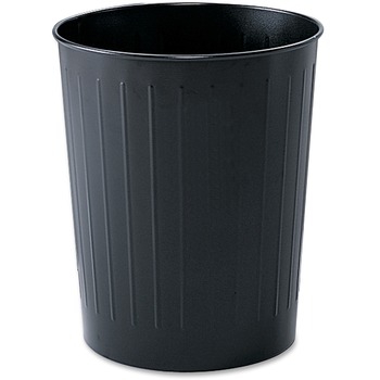 Safco Round Wastebasket, Steel, 23.5qt, Black