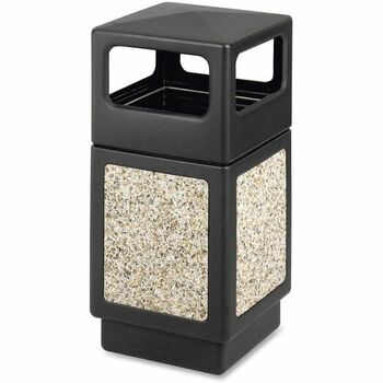 Safco Mayline Canmeleon Side-Open Receptacle, Square, Aggregate/Polyethylene, 38gal, Black