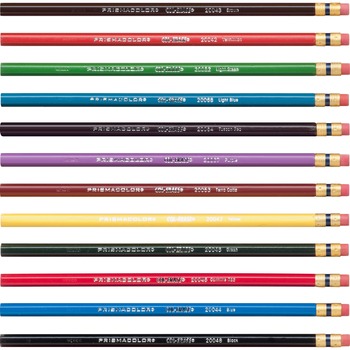Prismacolor Col-Erase Colored Woodcase Pencils w/ Eraser, 12 Assorted Colors/Set