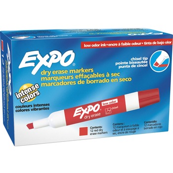 EXPO Low Odor Dry Erase Marker, Chisel Tip, Red