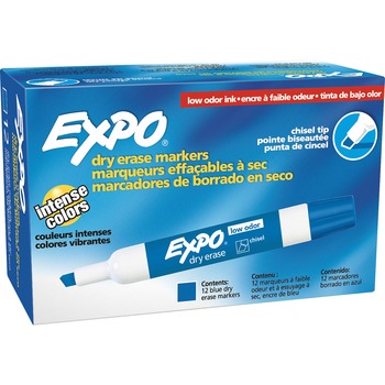 EXPO Low Odor Dry Erase Marker, Chisel Tip, Blue