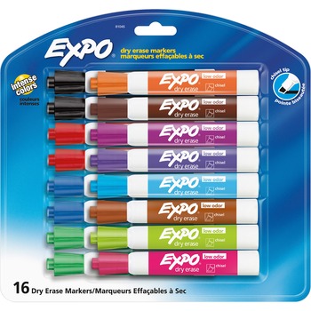 EXPO Low Odor Dry Erase Marker, Chisel Tip, Assorted, 16/Set