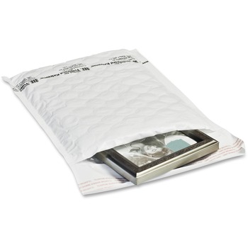 W.B. Mason Co. Jiffy TuffGard Extreme Self-Seal Bubble Lined Poly Mailers, #2, 8-1/2 in x 12 in, 5/16 in Bubble, White, 50/Carton