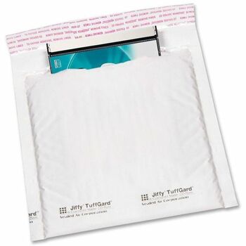 W.B. Mason Co. Jiffy TuffGard Self-Seal Bubble Lined Mailers, #1CD, 7-1/4 in x 8 in, Side Seam, White, 25/Carton