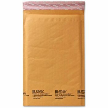 W.B. Mason Co. Jiffylite Self-Seal Bubble Lined Mailers, #1, 7-1/4 in x 12 in, Side Seam, Golden Brown, 100/Carton