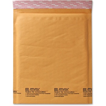 W.B. Mason Co. Jiffylite&#174; Self-Seal Bubble Lined Mailers, #6, 12-1/2 in x 19 in, Side Seam, Golden Brown, 50/Carton